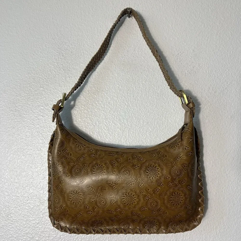 VTG XOXO Floral Embossed Tooled Boho Shoulder Bag Y2K Indie Western